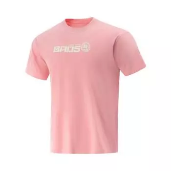 Li-Ning Simple Versatile Letter Print Round Neck Breathable Short Sleeve T-Shirt Men Tops Peach-Pink AHSVB69-2 S