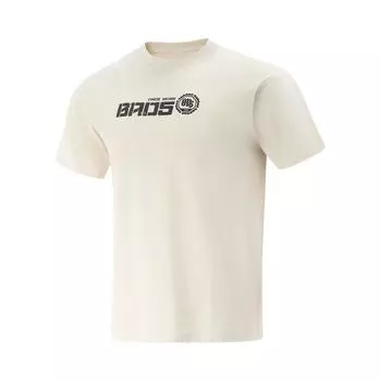 Li-Ning Simple Versatile Letter Print Round Neck Breathable Short Sleeve T-Shirt Men Tops Light-Pink Gray AHSVB69-1 M