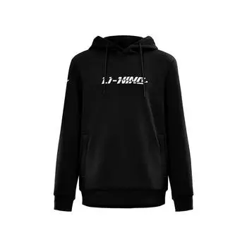 Li Ning Simple Versatile Толстый флис с буквенным принтом Свободная толстовка с капюшоном Унисекс толстовка черная AWDUH91-1 S