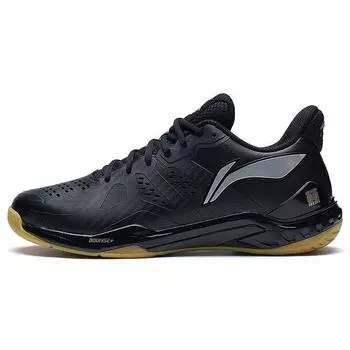Li-Ning Синтетическая кожа амортизирующие нескользящие износостойкие поддерживающие низкие туфли для бадминтона унисекс обувь черного цвета AYAS028-1 39