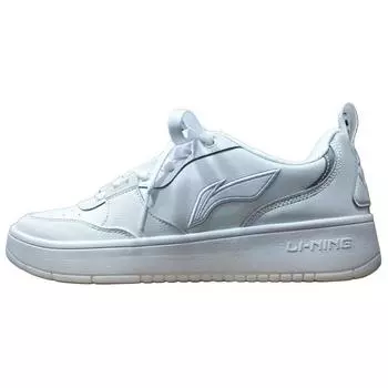 Li Ning Синтетическая кожа Универсальные модные повседневные нескользящие легкие низкие кроссовки для скейтбординга Мужские кроссовки Стандартные белые AGCU543-1 43
