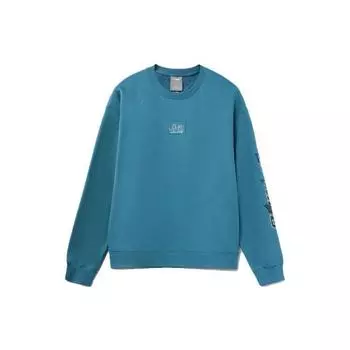 Li Ning Skateboard Series Fun Print Sports Crewneck Sweatshirt Men Sweatshirt Blue AWDR477-2 S