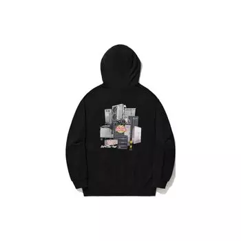 Li Ning Skateboard Series Графический принт Свободный свитер с капюшоном Толстовка унисекс толстовка Черный AWDU321-1 M