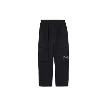 Li Ning Skateboard Series однотонные прямые повседневные длинные брюки мужские низы черного цвета AKXR445-2 L