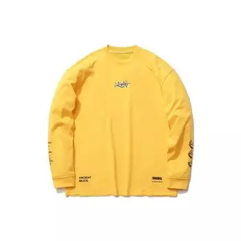 Li Ning Skateboard Series Printed Loose Round Neck Casual Hoody Men sweatshirt Yellow AHSR033-4 XXL