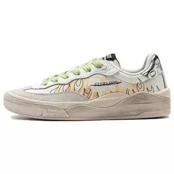 Li Ning Skategeneral Graffiti Flame нескользящие износостойкие низкие скейт-кеды женские скейт-кеды шампанского-белого цвета AEPSA50-7 36