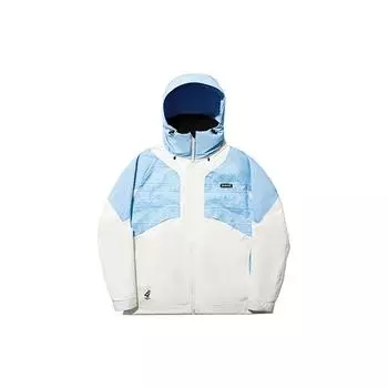 Li Ning Ski Series Printed Spliced молния с капюшоном спортивная ветровка унисекс верхняя одежда синий белый AHXT013-3 XL