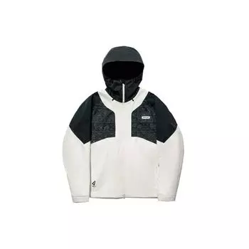 Li Ning Ski Series Printed Spliced молния с капюшоном спортивная ветровка унисекс верхняя одежда черный белый AHXT013-2 XL