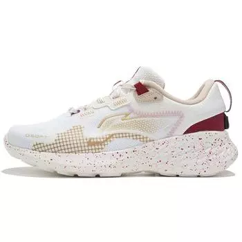 Li Ning Soft Element амортизирующие нескользящие износостойкие низкие спортивные повседневные туфли женские кроссовки белые платиново-красные AGLS012-4 35