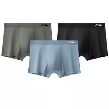Li-Ning Solid Color Breathable Running Fitness Sports Boxer Briefs 3-Pack Men underwear YUAU023-1 M