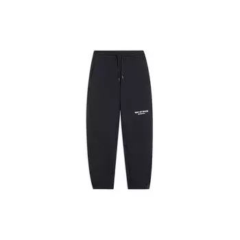Li-Ning Однотонные повседневные свободные трикотажные спортивные штаны с буквенным принтом на шнурке для бега, мужские брюки, черные AKLS821-1 S