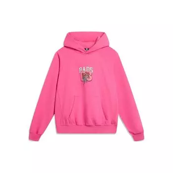 Li-Ning Свитшот с однотонным принтом букв, унисекс, флуоресцентно-розовый AWDTC89-1 M