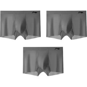 Li-Ning Solid Color Logo Breathable Versatile Sports Underwear 3-Pack Men underwear Gray PLUF025-3 M