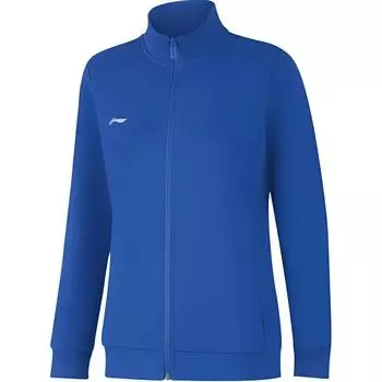 Li-Ning Solid Color Logo Stand Collar Cardigan Sweatshirt Women sweatshirt Blue AWDUA76-4 M