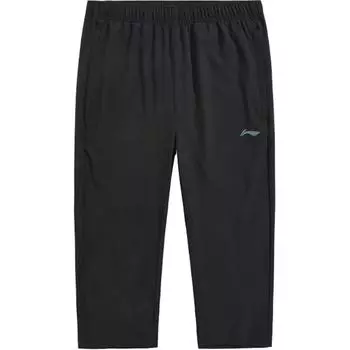 Li-Ning Solid Color Mid-Rise Comfortable Versatile Breathable Three-Quarter Casual Pants Men bottoms Black AKQU429-1 S