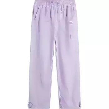 Li-Ning Solid Color Mid Waist Drawstring Breathable Versatile Loose Casual Pants Women pants Rose-Purple AKXU536-3 L