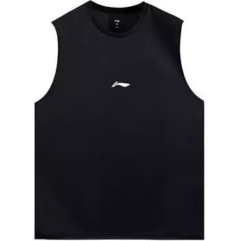 Li-Ning Solid Color Quick-Dry Breathable Round Neck Sleeveless Sports Vest Men Tops Cool-Black YVSU021-3 S