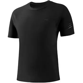 Li-Ning Solid Color Round Neck Comfortable Breathable Versatile Short Sleeve Swimwear Men swimwear Black LNYW825-1 XL