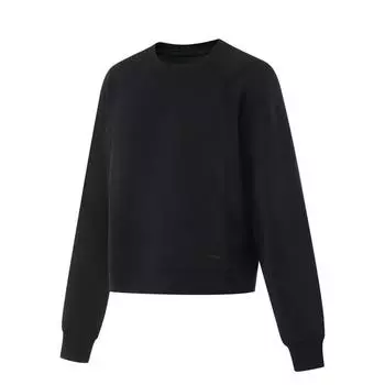 Li-Ning Solid Color Round Neck Pullover Long Sleeve Sweatshirt Women sweatshirt Black AWDU144-5 M