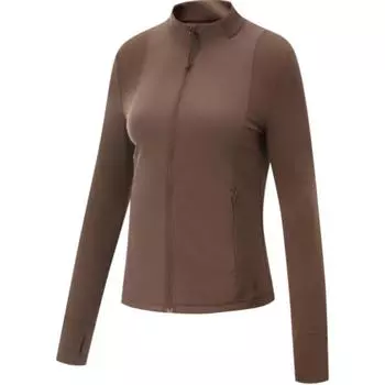 Li-Ning Solid Color Stand Collar Zipper Long Sleeve Fitness Top Women tops Brown AFDU828-3 S