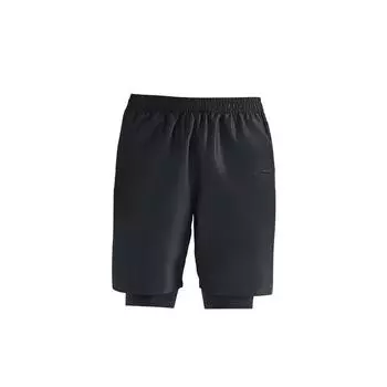 Li-Ning Solid Color Versatile Comfortable Breathable Two-In-One Sports Shorts Men shorts Black YKSU203-1 S