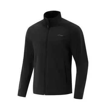 Li-Ning Solid Color Zip-Up Stand Collar Comfortable Breathable Versatile Casual Jacket Men Jackets Black AJDV129-1 3XL