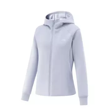 Li-Ning Solid Color Zipper Hooded Casual Fitness Top Women tops Frost-Blue AFDVC10-4 S