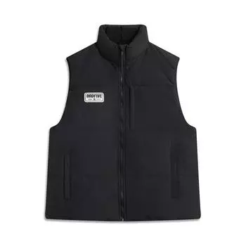 Li-Ning Solid Color Zipper Stand Collar Comfortable Breathable Versatile Down Vest Men vest Black AMRU081-1 2XL