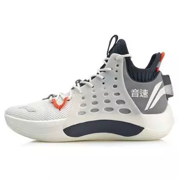 Li-Ning Sonic 7 Mid Milk White Grey Мужские кроссовки Кремово-синие ABAP019-2