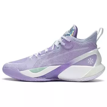 Li-Ning Sound Speed 10 ультра прочные дышащие баскетбольные кроссовки средней высоты мужские кроссовки фиолетовые белые ABAS145-6 45