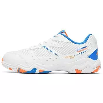Li Ning Sound Wave дышащие удобные низкие кроссовки для бадминтона унисекс белые синие оранжевые AYTT021-1 38
