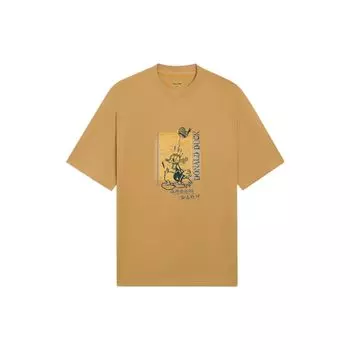 Li-Ning Совместная брендированная футболка X Disney Sports Lifestyle с мультяшным принтом и круглым вырезом, повседневная футболка с короткими рукавами, мужские топы, желтый цвет карри, AHSS255-2 L
