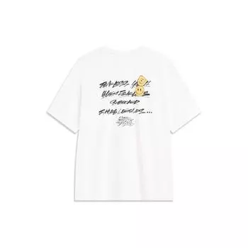 Li-Ning совместная брендовая футболка OG Slick Letter Smile с круглым вырезом и короткими рукавами, мужские топы Off-White AHST475-4 XXL