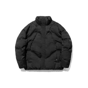 Li-Ning Сплошной цвет с воротником-стойкой, свободный повседневный короткий пуховик, куртки унисекс, черный AYMT045-2 L