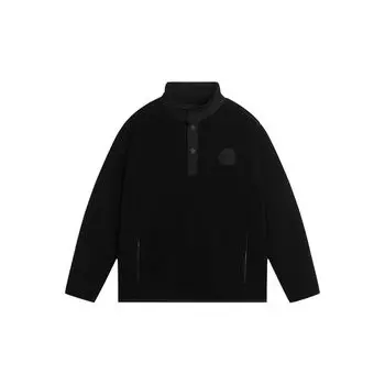 Li-Ning Сплошной узор с логотипом и воротником-стойкой Флисовый свитер с длинными рукавами Топы унисекс Черный AAES939-2 L