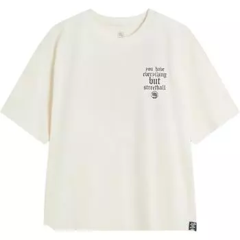 Li Ning Sport Casual Простой Пуловер с Круглым Вырезом Буквенный Свободная Футболка с Коротким Рукавом Мужская Футболка Молочно-Белый AHSV063-4 M