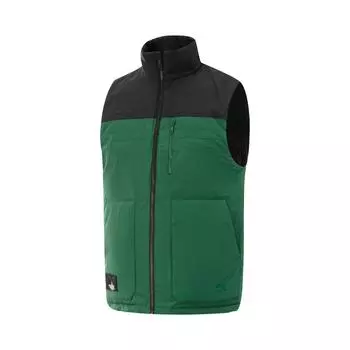 Li-Ning Sport Fashion Series Color Block Zipper Stand Collar Comfortable Breathable Versatile Down Vest Men vest Green AMRU093-7 L