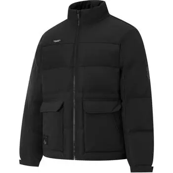 Li Ning Sport Fashion Series Куртка пуховая мужская с воротником-стойкой, на молнии, с надписью, с длинными рукавами, верхняя одежда, черная AYMU531-3 L