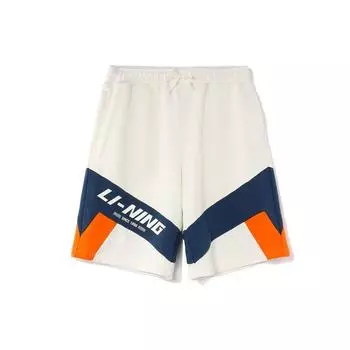 Li-Ning Sport Fashion Series Letter Print Color Block Casual Shorts Men shorts Off-White AKSR569-1 M