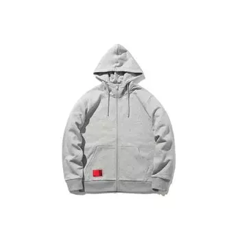 Li Ning Sport Fashion Series Logo флисовая теплая куртка с капюшоном на молнии куртки унисекс цветочно-серый AWDPD23-8 XXL