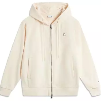 Li-Ning Sport Fashion Series Simple Versatile Casual Cardigan Sweatshirt Women sweatshirt Swan-White AWDUA02-7 XS
