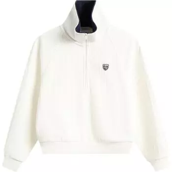 Li Ning Спорт Кэжуал Простой Однотонный Стойка Воротник Молния Толстовка Женская толстовка Молочно-белый AWDV138-2 S