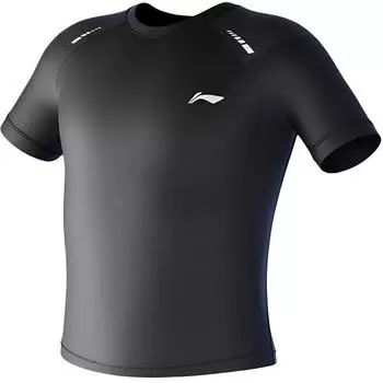 Li Ning Спорт Кэжуал Простой Пуловер с Круглым Вырезом Короткий Рукав Купальник Мужской купальник Черный LNYW821-1 M
