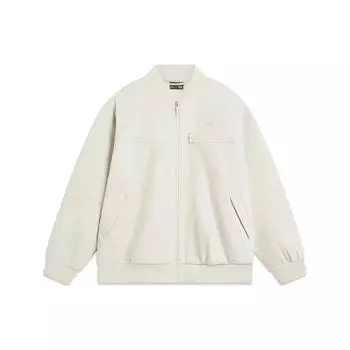 Li Ning Sport Life Series однотонная флисовая теплая свободная куртка мужская куртка рассветно-серая AJDT627-1 XL