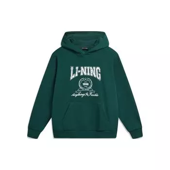 Li Ning Sport Lifestyle Series Letter Logo Printed Pullover Hoodie Unisex Hoodies Dark-Green AWDTB43-2 M