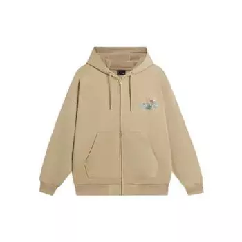 Li Ning Sport Lifestyle Series Letter Pattern Вышитая молния Толстовка с капюшоном унисекс толстовки с запахом абрикоса AWDSG13-1 M