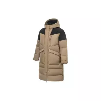 Li Ning Sport Lifestyle Series Spliced Loose Long Down Jacket Men Upperwear Light-Chestnut-Brown AYMT069-2 XL