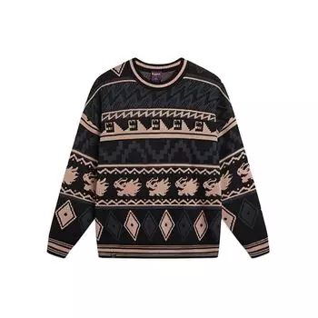 Li Ning Sport Lifestyle Series Wealth Accumulation Pullover Round Neck Casual Long Sleeve Knit Sweeper Unisex Sweeper Black AMBU025-1 L