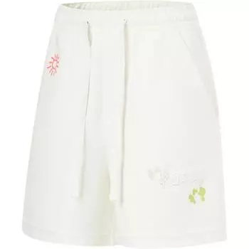 Li Ning Sport Простые однотонные шорты с принтом, свободные, повседневные, женские шорты, молочно-белые AKSV832-2 XS