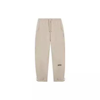 Li-Ning Спортивная баскетбольная серия, однотонные вязаные спортивные штаны с буквенным принтом, мужские брюки светло-бежевого цвета AKLT073-7 S